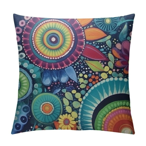 Nawypu Throw Pillow Covers Home Decor Floral Colorful Paisley Flower Asian Pillow Cases Decorative Outdoor Cushion Couch Sofa Pillowcases