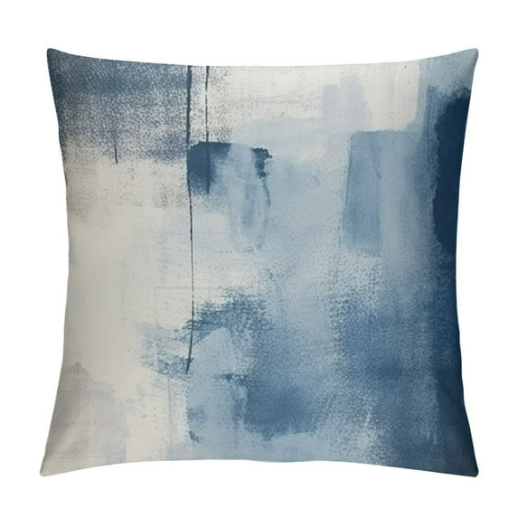 Nawypu Throw Pillow Covers Modern Abstract Painting Blue White and Gray Decorative Pillow Cases Home Decor Standard Square Pillowcases