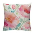 thumbnail image 1 of Nawypu  Throw Pillow Covers Peonies Summer Watercolor Floral Pink Flower Girly Pastel Mint Colorful Decorative Pillow Cases Home Decor Square Pillowcases, 1 of 5