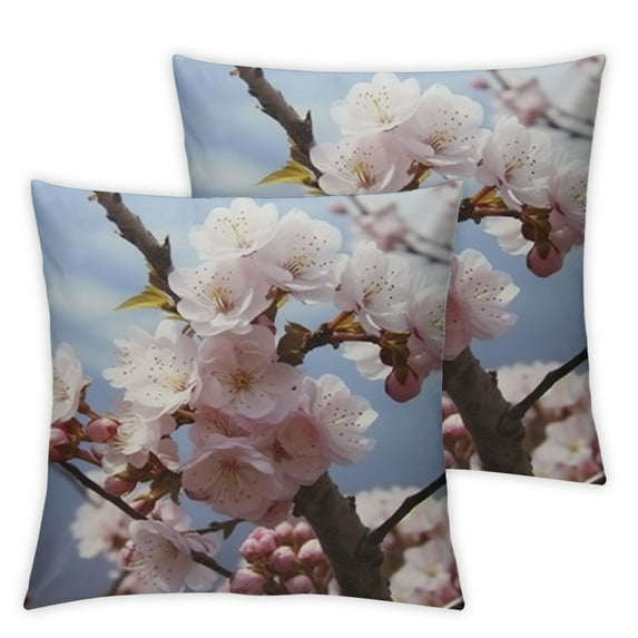 Nawypu Throw Pillow Covers Square Cushion Cover Peach Blossom Modern Farmhouse Cushion Case Soft Pillowcase for Couch Bed Car Home Decoration Throw Pillows 2pc