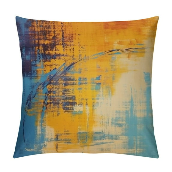 Nawypu  Throw Pillow Covers Vintage Abstract Blue and Orange Messy Rust Painting Decorative Pillow Cases Home Decor Standard Square  Pillowcases