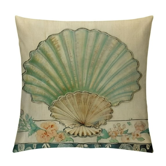 Nawypu Throw Pillow Covers Vintage Coastal Nautical Beach Shell Pillow Cases Square Cushion Cases Burlap Toss for Living Room,Couch and Bed (Blue Starfish)