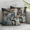 thumbnail image 1 of Nawypu Throw Pillow Covers White Horse with Long Run Snow Dark Pastel Art Portrait Canvas  Classic Animal for Living Room Bedroom Sofa  Set of 2, 1 of 6