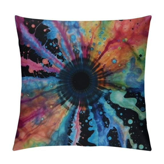 Nawypu  Tie Dye Throw Pillow Cover Multicolor Ink Textured Print Hippie Boho Watercolor Style Pillow Covers Square Soft Couch Cushion Case for Bedroom Sofa Living Room Decor