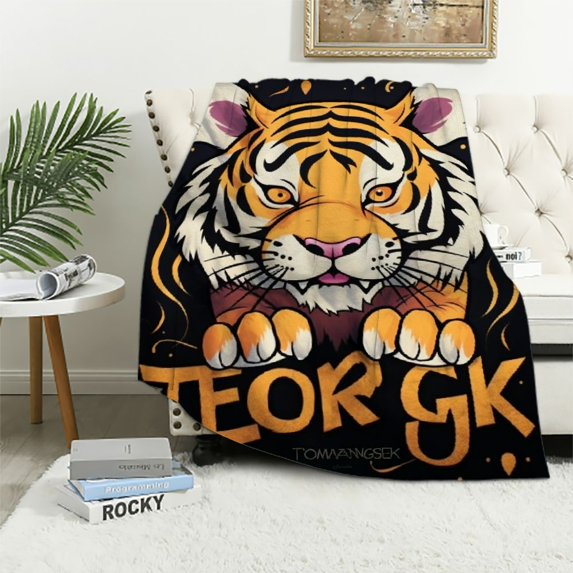 Nawypu Tiger Blanket Small Throw Blanket for Girls - Soft Fuzzy Blankets for Couch, Living Room & Office - Black Cute Cozy Blankets Gift