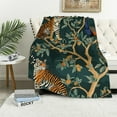 thumbnail image 1 of Nawypu Tiger and Peacock Throw Blanket Soft Cozy Fluffy Flannel Throws Blankets for Couch Bed Sofa Living Room Bedroom Home Decor, Lightweight Fuzzy Plush Blanket for All Season, 1 of 6
