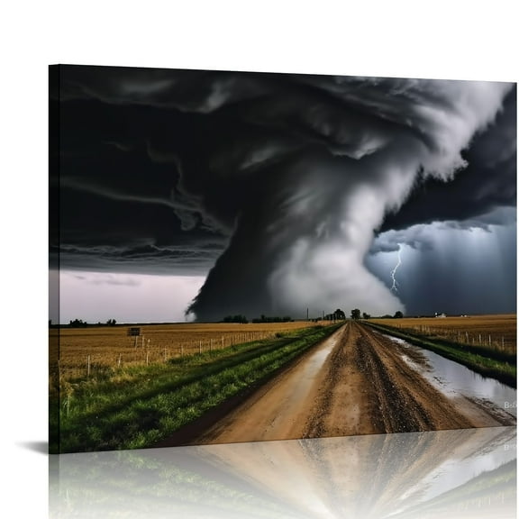 Nawypu Tornado Lightning Natural Disaster Thunderstorms Poster Canvas Print Wall Art Holiday Gift Bathroom Living Room Bedroom Home Decor