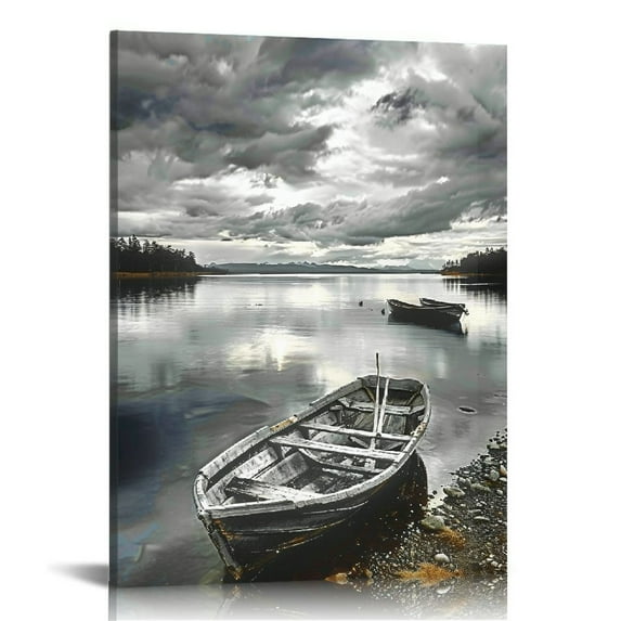 Nawypu Tree Landscape Framed Wall Art decor, Black and White Nature Scenery Bathroom Pictures Canvas Wall Art with Black Frame Canvas Prints Wall Paintings Modern Artwork for Living Room