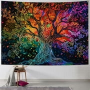Nawypu  Tree of Life Tapestry Wall Hanging Colorful Aesthetic Floral Tapestries Boho Hippie Wall Sheet for Living Room Bedroom Decor