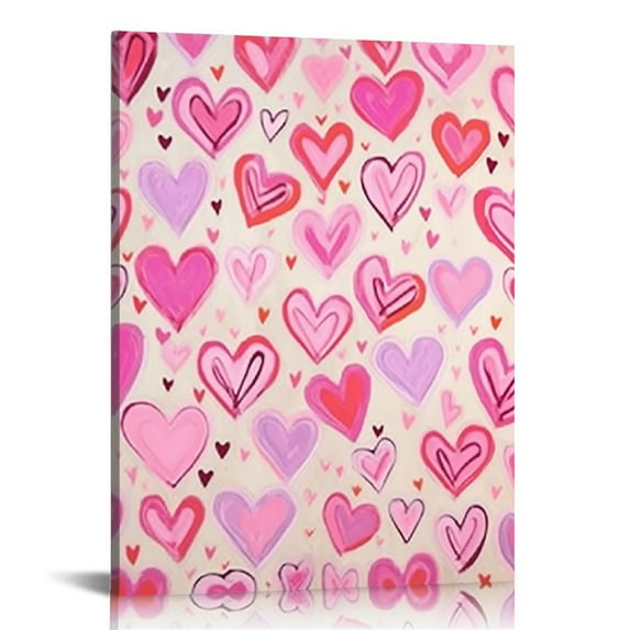 Nawypu Trendy Preppy Canvas Wall Art Framed Pink Lucky You Poster Prints Queen of Hearts Poker Aesthetic Pictures Retro Guest Check Decor Painting for Living Room Bedroom Bathroom