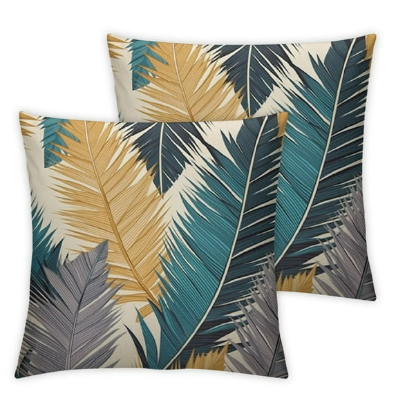 Nawypu Tropical Leaf Accent Lumbar Throw Pillow Covers 2pcs Banana Palm Leaves Decorative Rectangle Pillow Cases Summer Plant Pillow Cover Home Decor For Room Bed Couch Patio Porch Outdoor