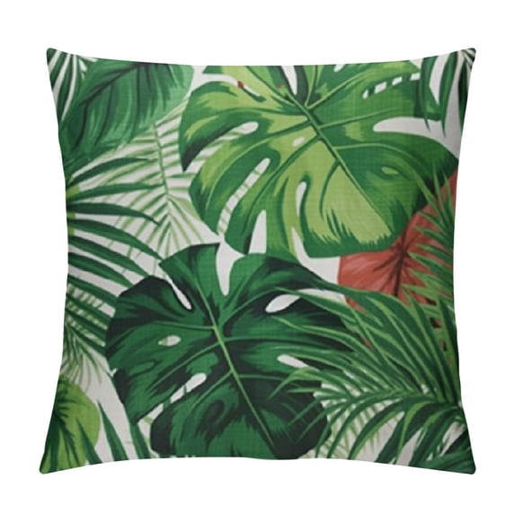 Nawypu Tropical Palm Leaf Throw Pillow Covers Green Banana Leaves Print Pillow Case Hawaiian Plant Outdoor Decorative Pillowcase for Patio Deck Couch Bed Sofa Home