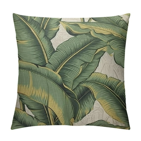 Nawypu Tropical Palm Leaves Throw Pillow Cover Banana Jungle Leaf Floral Pattern Fabric for Couch Bed Sofa Car Waist Cushion Cover Pillow Case
