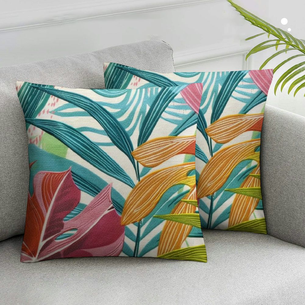 Nawypu Tropical Pillow Covers 2pcs Summer Hawaiian Style Coral Orange Aqua Blue Green Leaf Print Decorative Throw Pillows Outdoor Modern Decorations Pillow Cases for Couch Sofa Bed Decor Walmart
