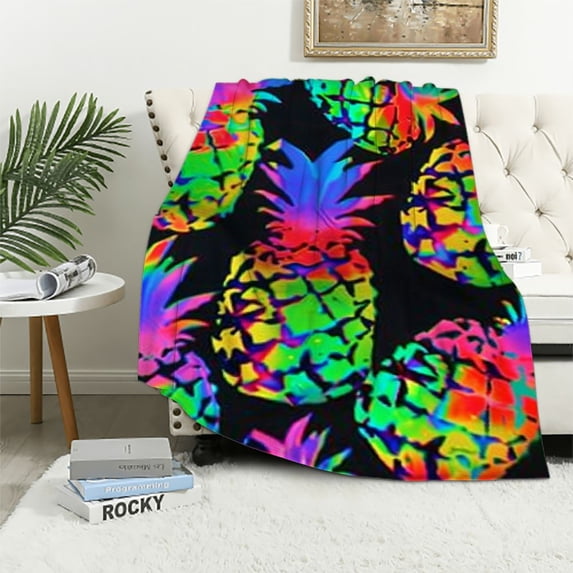 Nawypu Tropical Pineapple Throw Blanket Gifts Soft Warm Blankets for Bed Chair Car Sofa Couch Bedroom
