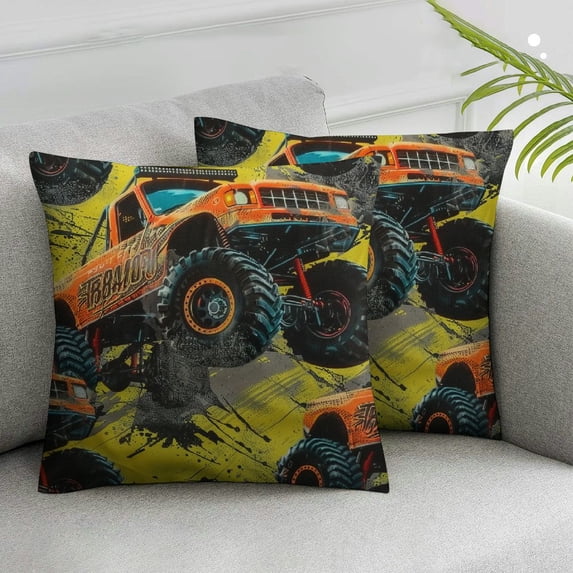 Nawypu Truck Car Pillow Covers Pillowcase for Hair and Skin Soft Breathable Smooth Cooling Satin Pillowcase Standard Size Pillow Case for Sleeping Bedroom Bed,2 Pcs