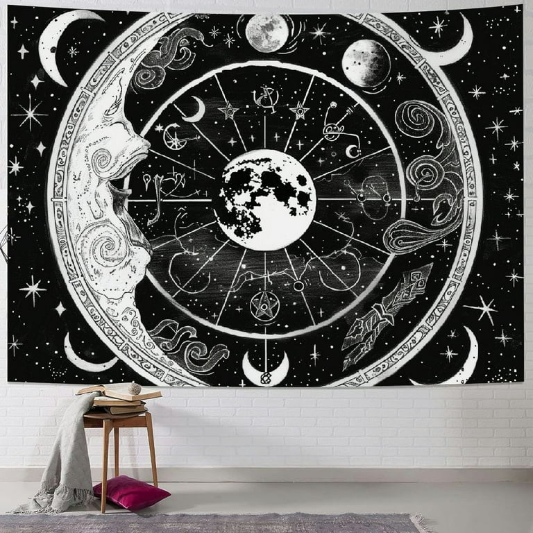 Nawypu Twelve Constellation Tapestry Black and White Sun and Moon Yin and Yang Tapestry Mystic Wall Hanging Tapestry for Home Decor Walmart