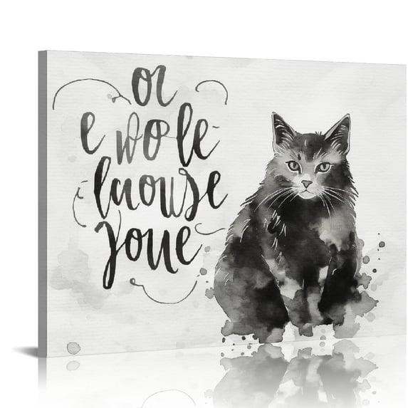 Nawypu Typography and Quotes Wall Art Canvas Prints 'Cat Home Décor, ", Black, White