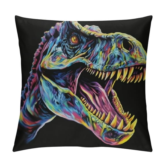 Nawypu Tyrannosaurus Rex Skull Motif Dinosaurs Teeth Throw Pillow Multicolor
