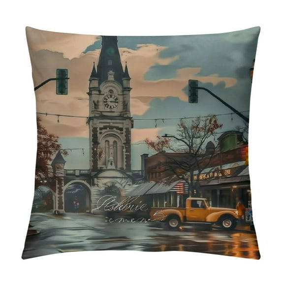 JEUXUS USA City Cushion Cover Cities States Throw Pillow Case Cityscape Watercolor Print Pillows Nursery Decor Modern Linen Throw Pillow Covers for Sofa