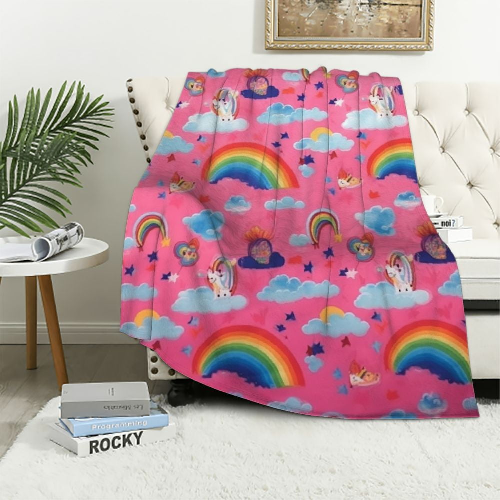 Nawypu Unicorns Rainbow Blanket for Girls, Unicorns Gifts for Girls