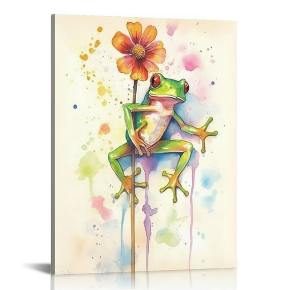 Nawypu -Unique Style Poster, Nice Frog, Animal, Funny, Style Poster Canvas Poster Wall Art Decor Print Picture Paintings for Living Room Bedroom Decoration Frame-style