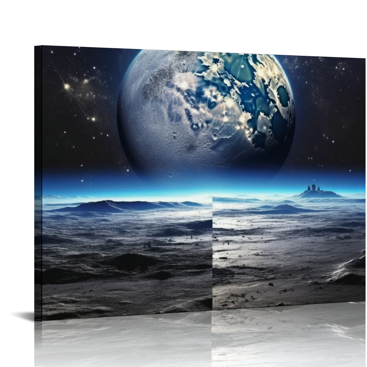 Nawypu Universe Wall Art Poster Frame Art Outer Space Blue Earth and ...