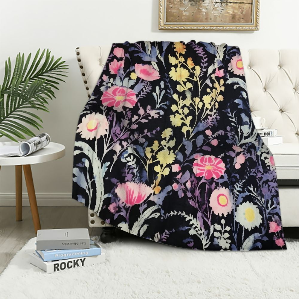 Nawypu VCNY Decorative Throw Blanket: Swaying Floral Vibrant Botanical ...