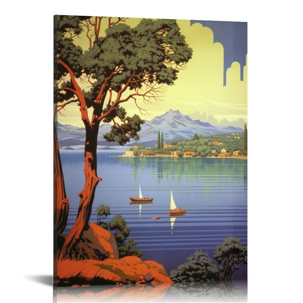 Nawypu VINTAGE LAKE GARDA ITALY TRAVEL Wall Art Canvas Prints Poster