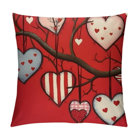 Nawypu Valentine's Day Decorative Throw Pillow Covers, Red Love Heart Black White Buffalo Plaid Polka Dot Outdoor Pillowcase, Anniversary Wedding Farmhouse Cushion Case Home Decor