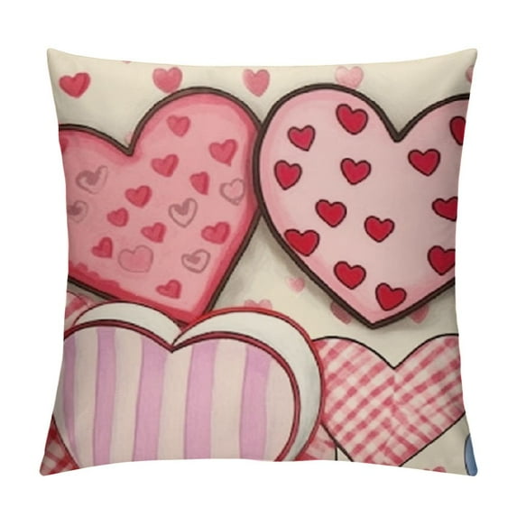 Nawypu Valentine's Day Pillow Covers Valentine Polka Dot Love Striped Love Decor Throw Pillow Covers Valentine's Day Cushion Case Decoration for Sofa Couch