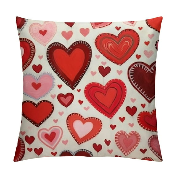 Nawypu Valentine's Day Pillow Covers, Valentines Red Hearts Love You More Decorative Pillowcases for Home Sofa Couch Cushion Decor Decoration