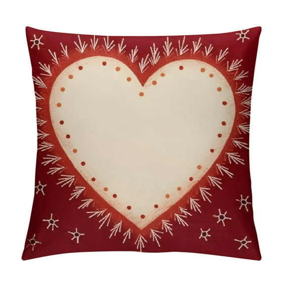 JEUXUS Valentine's Day Throw Pillow Covers, Red Heart Striped Valentine Kisses Decorative Pillowcases for Home Sofa Couch Cushion Decoration