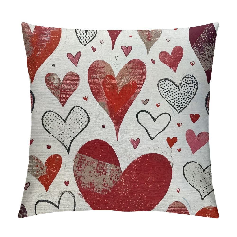 Nawypu Valentine's Pillow Covers Happy Love Heart Throw Pillow Cover