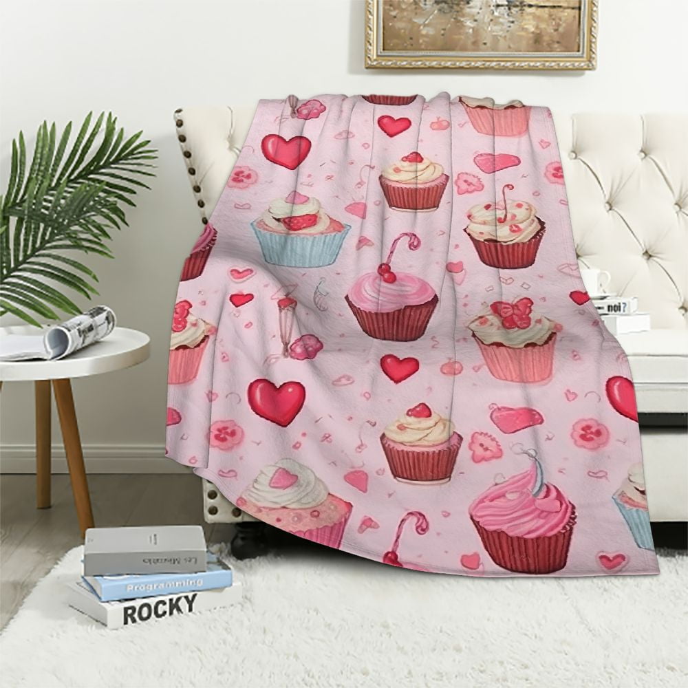 Nawypu Valentines Day Blanket for Girls in The Dark Pink Love Hearts