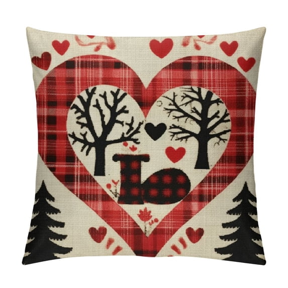 Nawypu  Valentines Day Pillow Covers Buffalo Plaid Farmhouse Decoration and Heart Love Throw Pillow Covers for Home Outdoor Indoor Decor