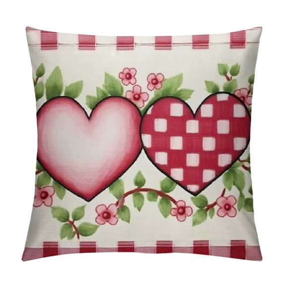 Nawypu Valentines Day Pillow Covers Buffalo Plaid Love Hearts Eucalyptus Valentines Day Pink Throw Pillows Valentines Day Decorations for Sofa Couch