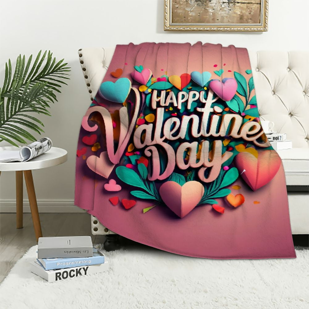 Nawypu Valentines Day Throw Blanket Love Throw Blanket Double Heart