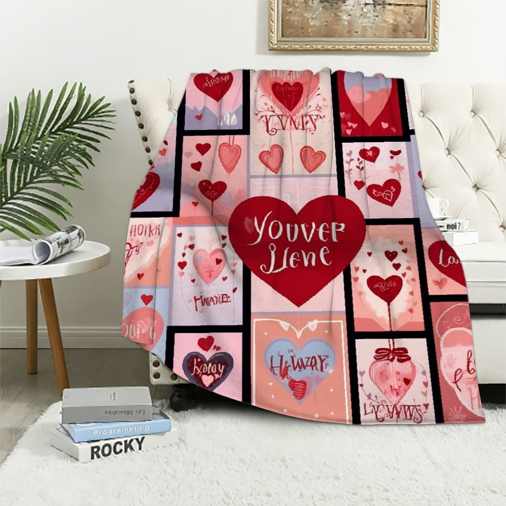 Blanket - ELLIE LOVE plum - Bold heart print main image 0