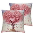 thumbnail image 1 of Nawypu Valentines Day Throw Pillow Covers Nature Scene Garden Tree of Life Heart Tree Fairy White Pink Soft vday Decor Anniversary Outdoor Patio Couch Home Sofa Square Pillow case Set of 2, 1 of 6