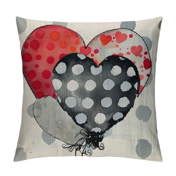 TIAOTIAOHOU Valentines Day Watercolor Grey Covers Stripes Polka Dot Heart Throw Pillow Cases Mothers Day Fathers Day Anniversary Home Decor Cushion Cover for Sofa Couch
