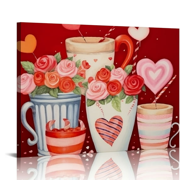 Nawypu Valentines Decor, Valentines Day Decor Love Coffee Wood Block Sign Valentines Day Decorations for Home Kitchen Table Shelf Desk