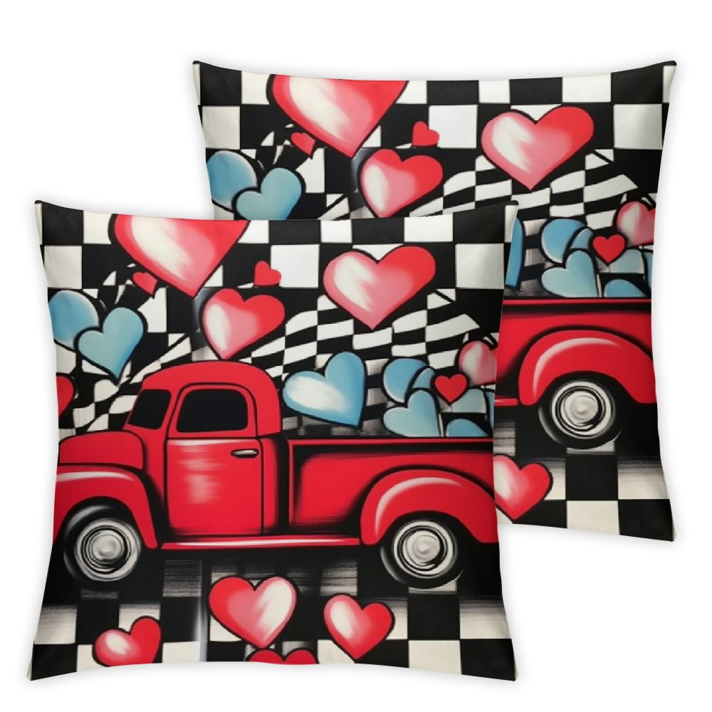 Nawypu Valentines Pillow Covers Valentines Gnomes Black Buffalo Plaid