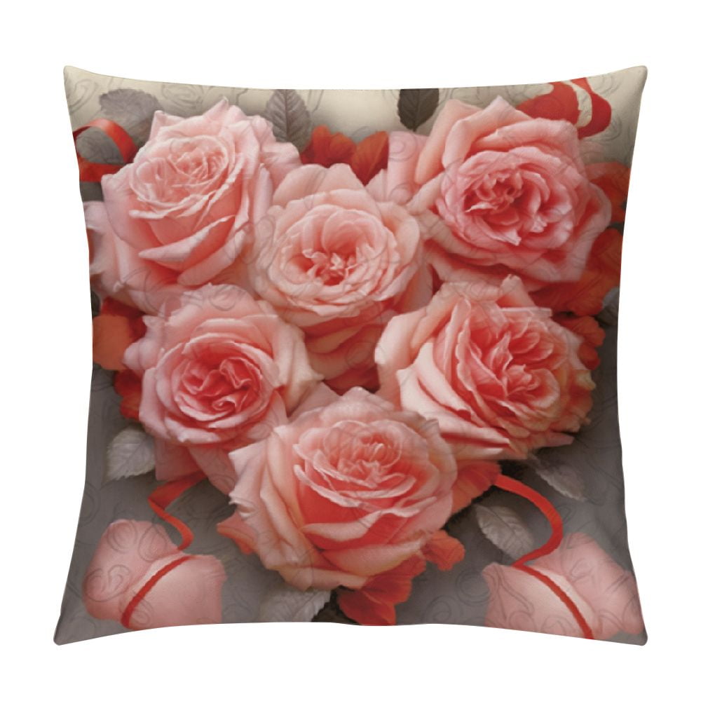 Nawypu Valentines Pillow Covers Red Pink Rose Heart Love You Lumbar