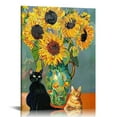 thumbnail image 1 of Nawypu Van Gogh Sunflower Black Cat Poster Canvas Wall Art Famous  for Bathroom Home Office, 1 of 5