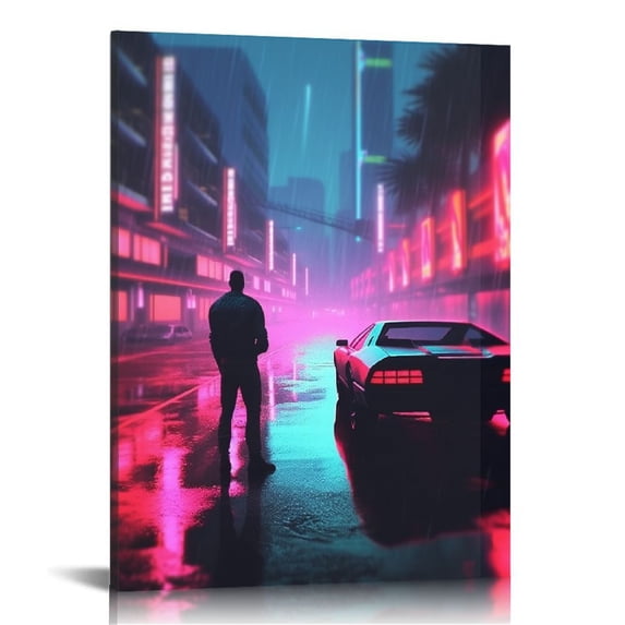 Nawypu Vaporwave No Vacancy Outrun Styled Artwork Poster Decorative Painting Canvas Wall Art Living Room Posters Gifts Bedroom Painting