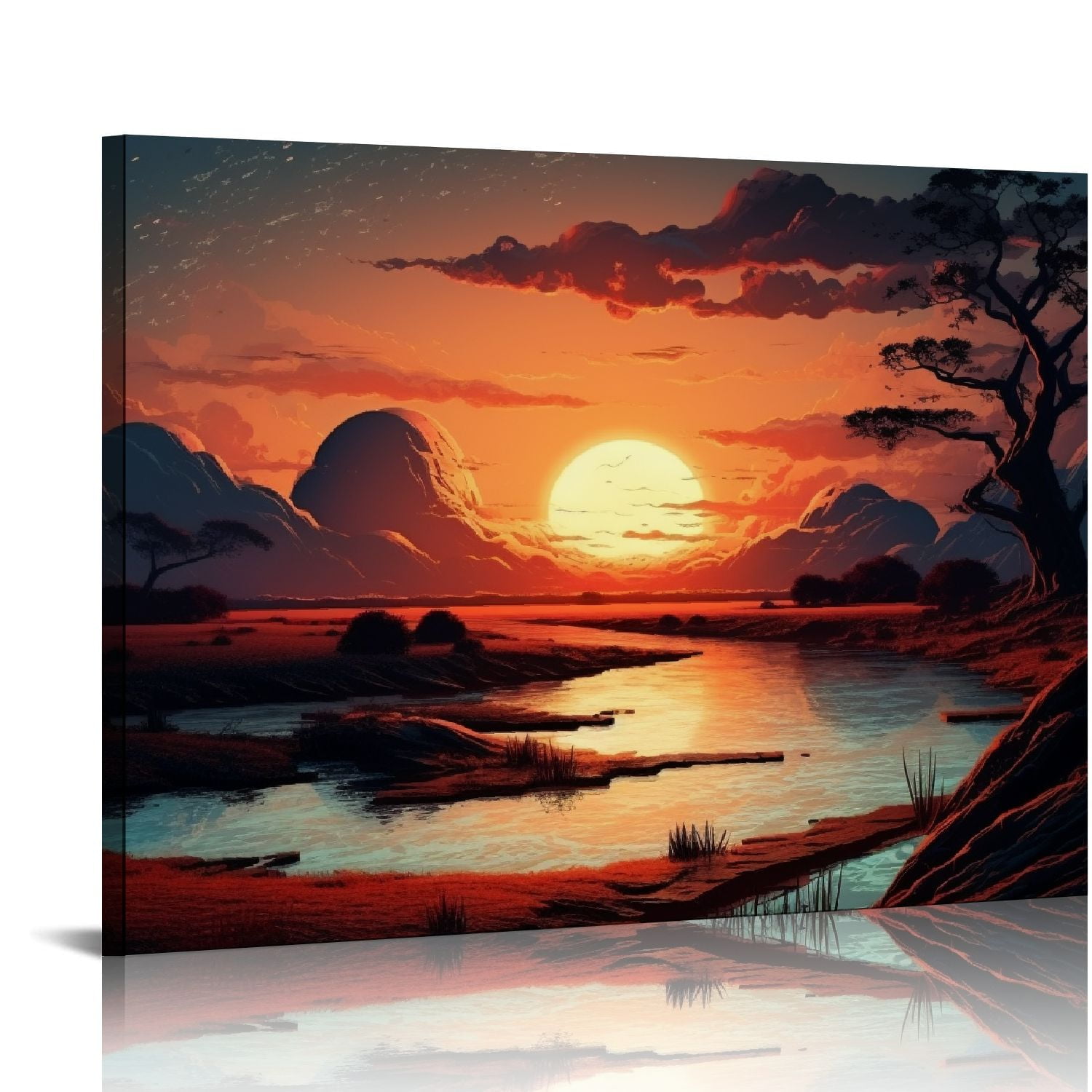 Nawypu Vaporwave Sunset Canvas Print, beautiful landscape art, living