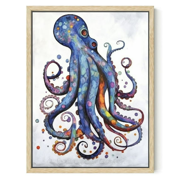 Nawypu Vertical Canvas Wall Art Abstract Grey and Blue Octopus Painting Printed on Canvas Sea Life Picture Poster Gallery Wrap Vintage Farmhouse Home Décor Ready to Hang