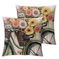 thumbnail image 1 of Nawypu  Vintage Bicycle Flower Pillow Cases Cushion Cover Oil Painting Bike with Beautiful Daisy Flower Butterfly Decorative Throw Pillow Covers Spring Farmhouse Decor 2pc 24x24in, 1 of 6