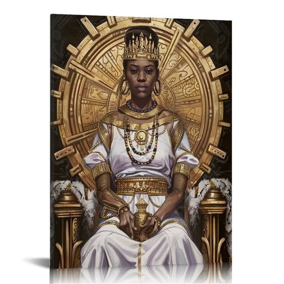 Nawypu Vintage Black King and Queen Canvas Wall Art Black Couple African American Men Portrait Wall Decor